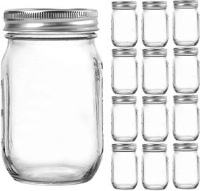 img 4 attached to 🍯 Bedoo Mason Jars - 16 oz Clear Glass Canning Jars with Lids and Bands - Set of 12 Pint Jars - Airtight and Dishwasher Safe