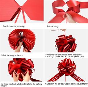 img 2 attached to Large Red Car Bow - 20 Inches, Ideal for Happy Birthday, Christmas Party, Car Decoration, New Houses, Wedding - Including 5 Pieces of 6 Inch Pull Bow