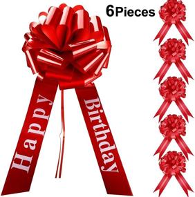 img 3 attached to Large Red Car Bow - 20 Inches, Ideal for Happy Birthday, Christmas Party, Car Decoration, New Houses, Wedding - Including 5 Pieces of 6 Inch Pull Bow