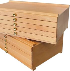 img 3 attached to 🎨 MEEDEN 10-Drawer Artist Supply Storage Box - Beech-Wood Pencil Box with Large Capacity, Multi-Function Drawers &amp; Compartments for Organizing Pastels, Pencils, Pens, Markers, Brushes &amp; Stamp