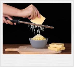 img 3 attached to High-Quality Stainless Steel Citrus Lemon Zester and Cheese Grater for Parmesan, Chocolate, Fruits, 🍋 Ginger, Garlic, Veggies - Fine Zest Graters with Non-slip Grip Handle - Kitchen Essential in Black