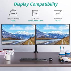 img 3 attached to 🖥️ WALI Dual LCD Monitor Stand - Fully Adjustable Desk Mount for 2 Screens up to 27 inch, 22 lbs. Weight Capacity per Arm (M002), Black