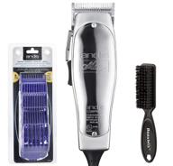 💇 andis master hair adjustable blade clipper with dual magnet 5-comb set and beauwis blade brush - ultimate hair grooming package logo