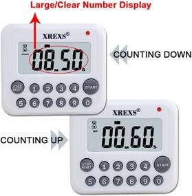 img 2 attached to 🕒 XREXS Digital Kitchen Timer - Magnetic Countdown Up Cooking Timer Clock with Loud Alarm, Large Display, and Multiple Mounting Options - Pack of 2 - Battery Included