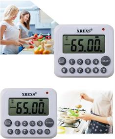 img 3 attached to 🕒 XREXS Digital Kitchen Timer - Magnetic Countdown Up Cooking Timer Clock with Loud Alarm, Large Display, and Multiple Mounting Options - Pack of 2 - Battery Included