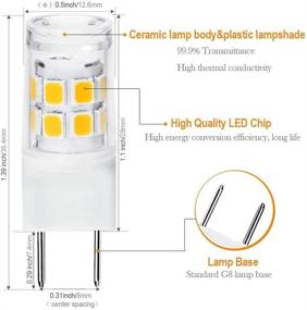 img 3 attached to 🔆 G8 LED Bulbs 3W, WB25X10019 Halogen Bulb 20W Equivalent for GE Microwave Oven Light, T4 JCD Type G8 Bi-Pin Base, 120V, Daylight White 5000K, Pack of 4