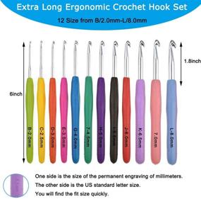 img 3 attached to 🧶 YAOYUE 38pcs Crochet Kit: Ergonomic Extra Long Crochet Hooks, Knitting Needles, Storage Bag, and Accessories