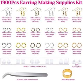 img 4 attached to Earring Making Supplies Kit - Anezus 1900Pcs of Earring Hooks, Fish Hook Earrings, Earring Backs, and Jump Rings for Jewelry Making and Repair. Ideal Gifts for Women