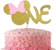 🎂 sparkling pink gold glitter cake topper for 1st year celebrations логотип