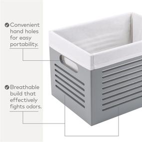 img 1 attached to Grey Wooden Crate Box Storage Bin Cube - Decorative Wood Cube Storage Closet and Shelf Basket Organizer with Machine Washable Soft Linen Fabric Lining