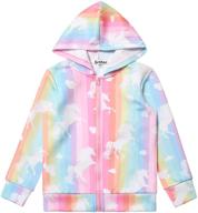 🦄 magical unicorn girls zip up hoodie jacket: cozy sweatshirt with pockets logo