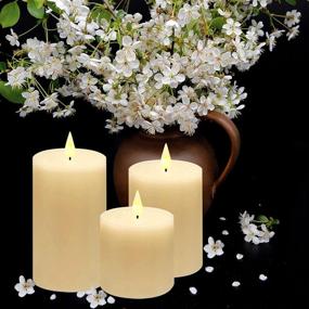 img 1 attached to 🕯️ Enhance Your Festival Celebration with Smtyle Flameless Pillar Candles - Set of 3 LED Flickering Pillar Candles in Ivory, Battery Operated