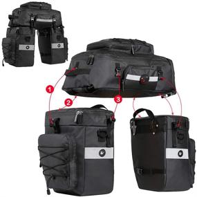 img 2 attached to 🚴 Rhinowalk Bike Bag Bike Pannier Bag Set: Ultimate Professional Cycling Accessories - 3 in 1 Design