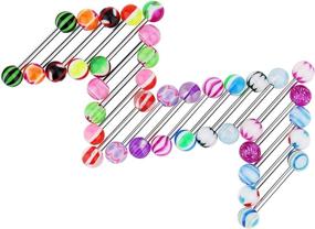 img 3 attached to 👅 Niumike 14G Tongue Rings - Assorted Color Surgical Stainless Steel Barbells for Piercing Jewelry