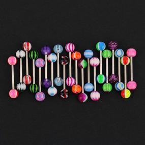 img 1 attached to 👅 Niumike 14G Tongue Rings - Assorted Color Surgical Stainless Steel Barbells for Piercing Jewelry