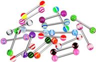 👅 niumike 14g tongue rings - assorted color surgical stainless steel barbells for piercing jewelry logo