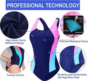 img 2 attached to EBMORE Swimsuit Chlorine Resistant Athletic Sports & Fitness