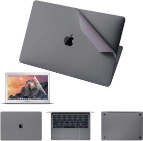 img 4 attached to 👍 JRCMAX 5-in-1 MacBook Air 13" 2018+ Skin – A1932 Model Only – Gray Vinyl Skin Decal with High Clear Screen Protector