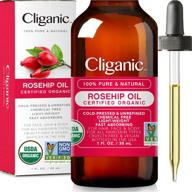 🌹 cliganic usda organic rosehip seed oil: 100% pure, natural cold pressed, unrefined non-gmo - ideal skin, hair & nails carrier oil logo