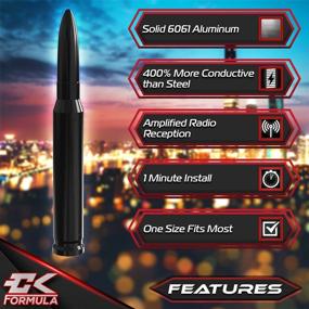 img 2 attached to 🚗 Ultimate CK Formula 50 Cal Bullet Antenna for Trucks: Upgrade your Ride with 5.5” Black Automotive Antenna Replacement, AM/FM Radio Compatibility, Premium 6061 Aluminum, Anti-Theft Design, Car Wash Safe, Universal Fit, 1 Piece