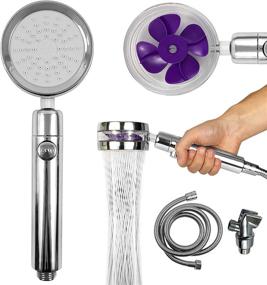 img 4 attached to 💦 URbathlab High Pressure Turbo Shower Head - Handheld 360 Rotating Propeller Driven Stream - Massaging Hydrojet Spa