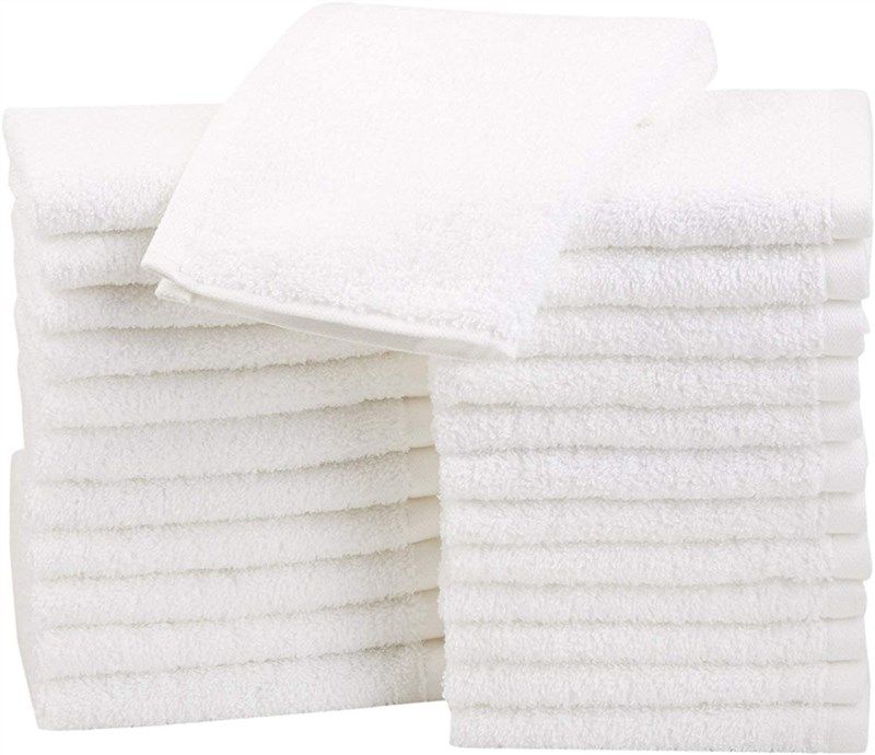 asciugamani in cotone amazonbasics bianco logo