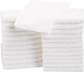img 4 attached to 🧺 24-Pack of Amazon Basics Fast-Drying, Extra-Absorbent Terry Cotton Washcloths - White (12 x 12-Inch)