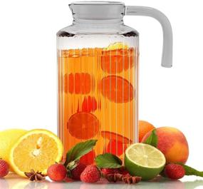 img 3 attached to 🥛 Home Essentials & Beyond 62.5 oz. Glass Water Fridge Pitcher with Lid - Practical and Easy to Use for Lemonade, Iced Tea, Milk, Cocktails, and More Beverages