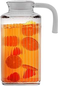 img 4 attached to 🥛 Home Essentials & Beyond 62.5 oz. Glass Water Fridge Pitcher with Lid - Practical and Easy to Use for Lemonade, Iced Tea, Milk, Cocktails, and More Beverages