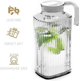 img 1 attached to 🥛 Home Essentials & Beyond 62.5 oz. Glass Water Fridge Pitcher with Lid - Practical and Easy to Use for Lemonade, Iced Tea, Milk, Cocktails, and More Beverages