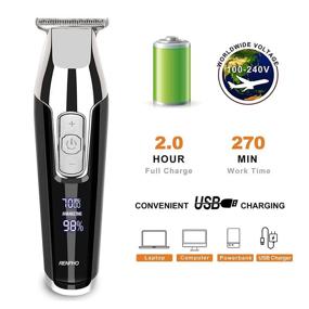 img 1 attached to Renpho Professional Cordless Clippers Kit for Men - Electric Hair and Beard T-blade 💇 Trimmer, Perfect for Barbers and Home Use, 4-Speed Motor, Precise Length Settings, Fathers Day Gifts