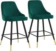 modern velvet barstools set of 2 with back and footrest – stylish upholstered chairs for bar, kitchen, and living room by wisoice logo