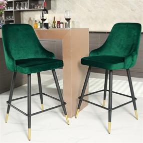 img 3 attached to Modern Velvet Barstools Set of 2 with Back and Footrest – Stylish Upholstered Chairs for Bar, Kitchen, and Living Room by WISOICE