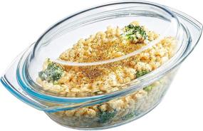 img 4 attached to 🍲 Simax Clear Glass Casserole Dish Set: Oval Covered Bowl for Cooking, Baking & Serving - 2.5 Quart with Lid and Handles – Microwave, Dishwasher, and Oven Safe