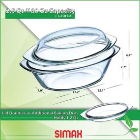 img 3 attached to 🍲 Simax Clear Glass Casserole Dish Set: Oval Covered Bowl for Cooking, Baking & Serving - 2.5 Quart with Lid and Handles – Microwave, Dishwasher, and Oven Safe