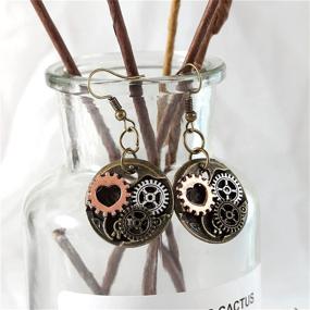 img 3 attached to 🤖 Handcrafted Steampunk Earrings by Coadipress - Unique Mix Tone Jewelry for Girls