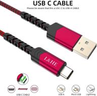 3-пакета быстрой зарядки usb-кабеля типа c, зарядный кабель длиной 3 фута, совместимый с samsung galaxy s10 s9 s8 s20 plus a51 a11, note 10 9 8, контроллером ps5, красным зарядным usb-кабелем логотип