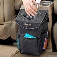 🚗 ultimate car trash can: high road stashaway with stufftop lid and storage pocket, perfect for front or back seat (black) logo