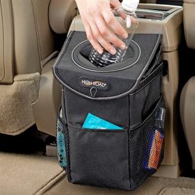img 4 attached to 🚗 Ultimate Car Trash Can: High Road StashAway with StuffTop Lid and Storage Pocket, Perfect for Front or Back Seat (Black)