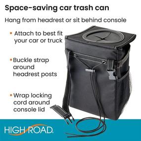 img 1 attached to 🚗 Ultimate Car Trash Can: High Road StashAway with StuffTop Lid and Storage Pocket, Perfect for Front or Back Seat (Black)