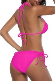 img 2 attached to Tempt Me Halter Triangle Bathing Suit: Chic Women's Swimwear & Cover Ups