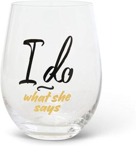 img 1 attached to Luxander Stemless Wine Glass Set - I Do and I Do What She Says - Crystal - Funny Engagement & Anniversary Gift for Couples (Set of 2, Gift Box Included)