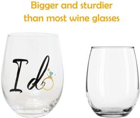 img 3 attached to Luxander Stemless Wine Glass Set - I Do and I Do What She Says - Crystal - Funny Engagement & Anniversary Gift for Couples (Set of 2, Gift Box Included)