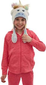 img 2 attached to 🦄 ABG Accessories Girls' Unicorn Squeeze and Flap Fun Hat, White/Blue, Age 4-7: Beat the Cold in Style!