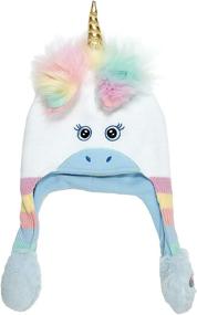 img 3 attached to 🦄 ABG Accessories Girls' Unicorn Squeeze and Flap Fun Hat, White/Blue, Age 4-7: Beat the Cold in Style!