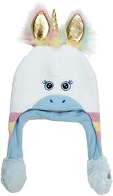 img 4 attached to 🦄 ABG Accessories Girls' Unicorn Squeeze and Flap Fun Hat, White/Blue, Age 4-7: Beat the Cold in Style!