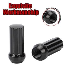 img 1 attached to 🔑 Richeer 24x Black M14x1.5 Lug Nut Set - Extended XL Spline for Aftermarket Wheels - Fits Express Suburban Savana Sierra Ram 1500 6 Lug - Bulge Acorn Spline Bulge Seat - Closed End Design - Includes 1 Socket Key