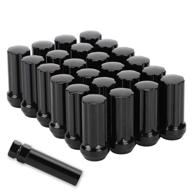 🔑 richeer 24x black m14x1.5 lug nut set - extended xl spline for aftermarket wheels - fits express suburban savana sierra ram 1500 6 lug - bulge acorn spline bulge seat - closed end design - includes 1 socket key logo