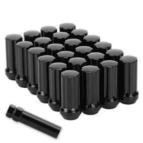 img 4 attached to 🔑 Richeer 24x Black M14x1.5 Lug Nut Set - Extended XL Spline for Aftermarket Wheels - Fits Express Suburban Savana Sierra Ram 1500 6 Lug - Bulge Acorn Spline Bulge Seat - Closed End Design - Includes 1 Socket Key