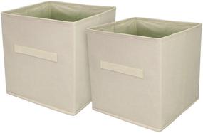 img 1 attached to 📦 Organize and Declutter with Signature Home Foldable Storage Cube Grid Bins - 2 Pack, Natural